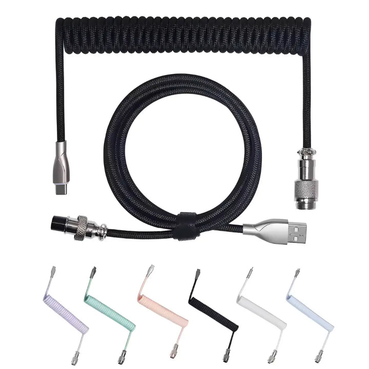 Cabo em Espiral para Teclado USB-C para USB-A